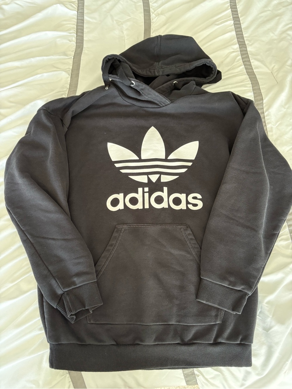 Unisex ADIDAS Black Hoodie with White Trefoil Logo